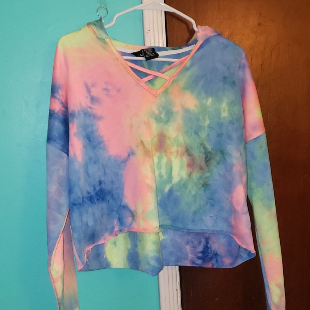 Tie Dye Crop Top w/ open cross fronting